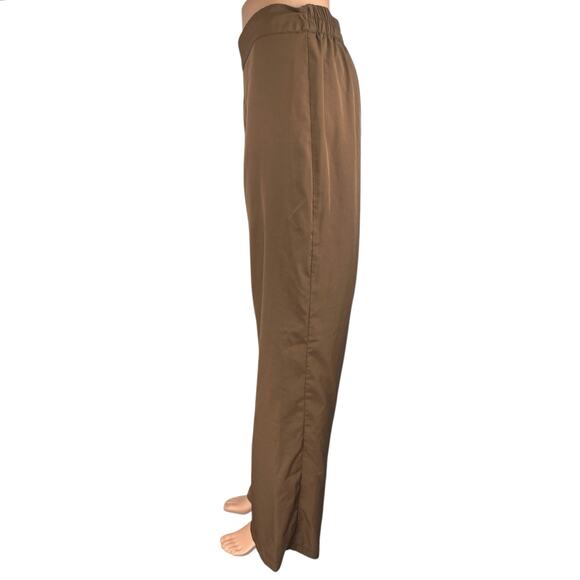 Vero Moda Brown Straight Wide Leg High Waist Pull On Trousers Dress Pants Size M - Picture 2 of 5